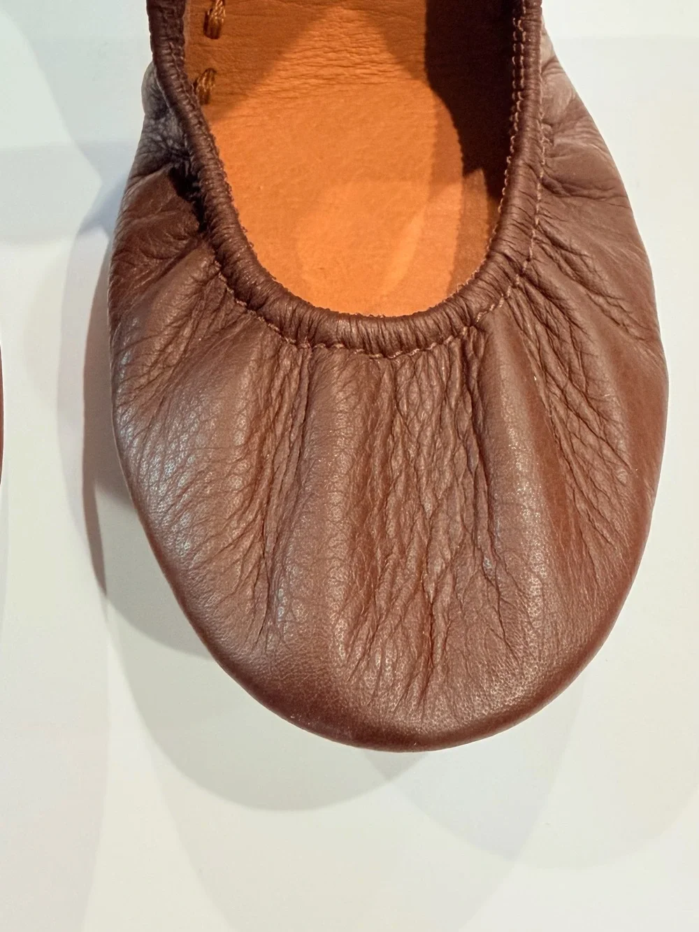 Tieks Kids Brown Leather Ballet Flats with Teal Pull Tab